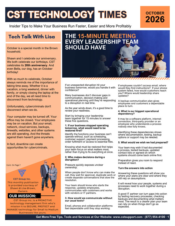 October 2026 CST Technology Times newsletter cover